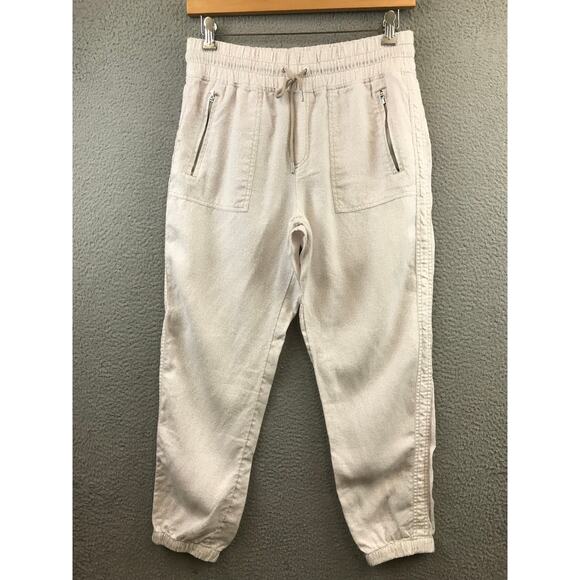 ATHLETA Cabo Linen Jogger beige drawstring size 10 - Picture 1 of 10
